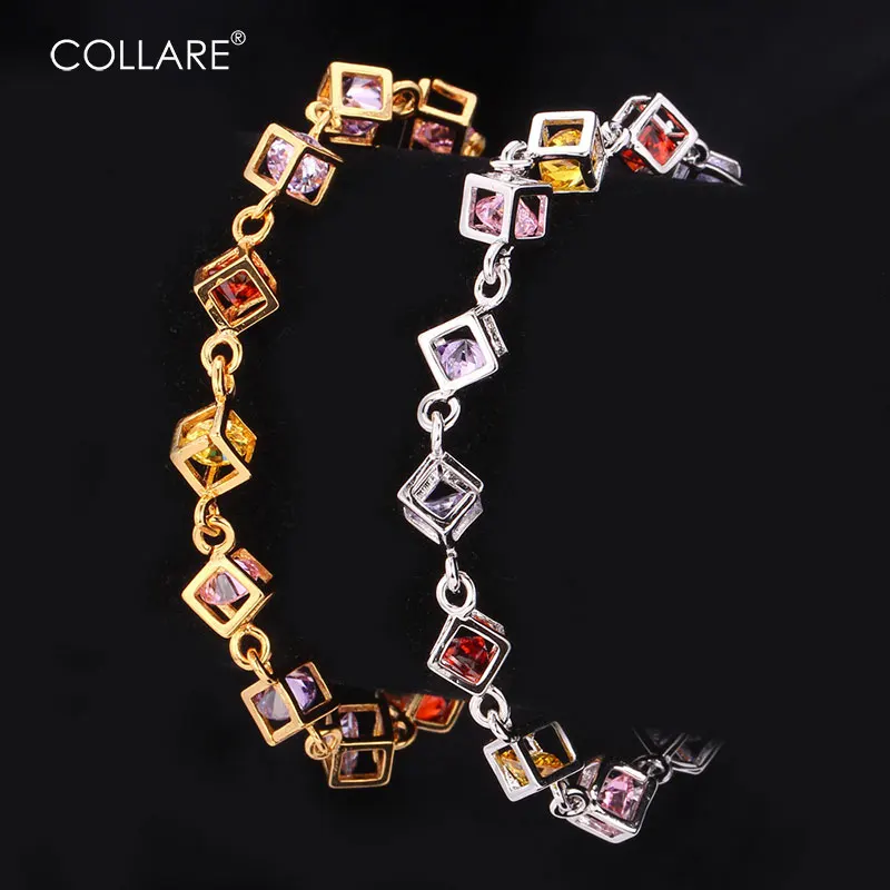 

Collare Bracelet For Women AAA Cubic Zirconia Jewelry Gift Gold/Silver Color Resizable Box Chain Bracelets & Bangles H659