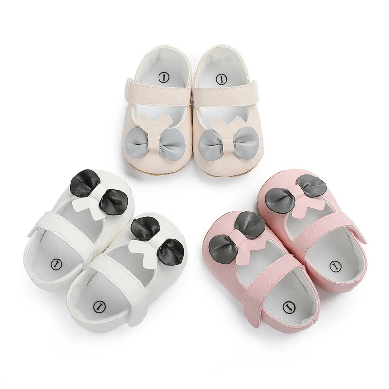 

Ins Cute Autumn Spring Baby Girls PU Leather Bow Princess Shoes Toddler Kids Crib Sole Sneaker First Walking 0-18M