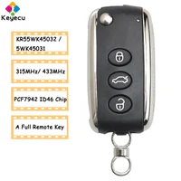 keyecu smart flip remote key with 3 buttons fob for bentley continental gt gtc flying spur 2005 2016 kr55wk45032 5wk45031