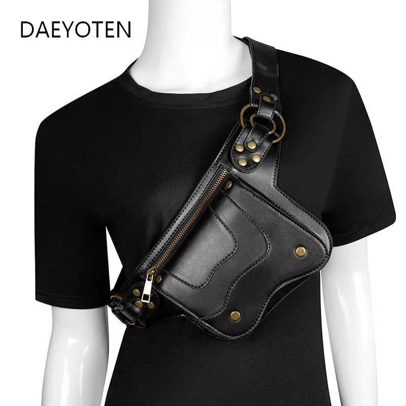 Женская поясная сумка DAEYOTEN в стиле панк с заклепками стимпанк готическом ретро