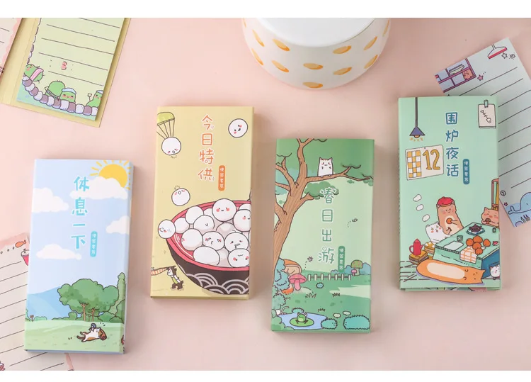 Kawaii мультфильм Животные блокнот милый канцелярский дневник Diy Липкие заметки 4 складной портативный Блокнот Школьные офисные поставки Papeleria
