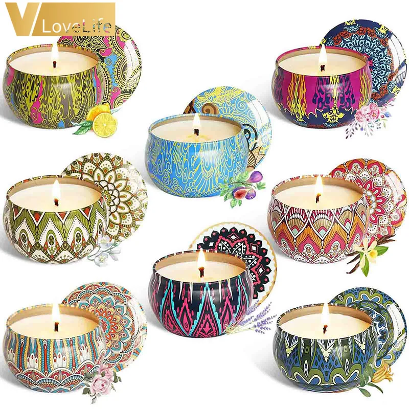 8 шт. ароматические свечи подарок Натуральная соевая ароматерапия воском спящий