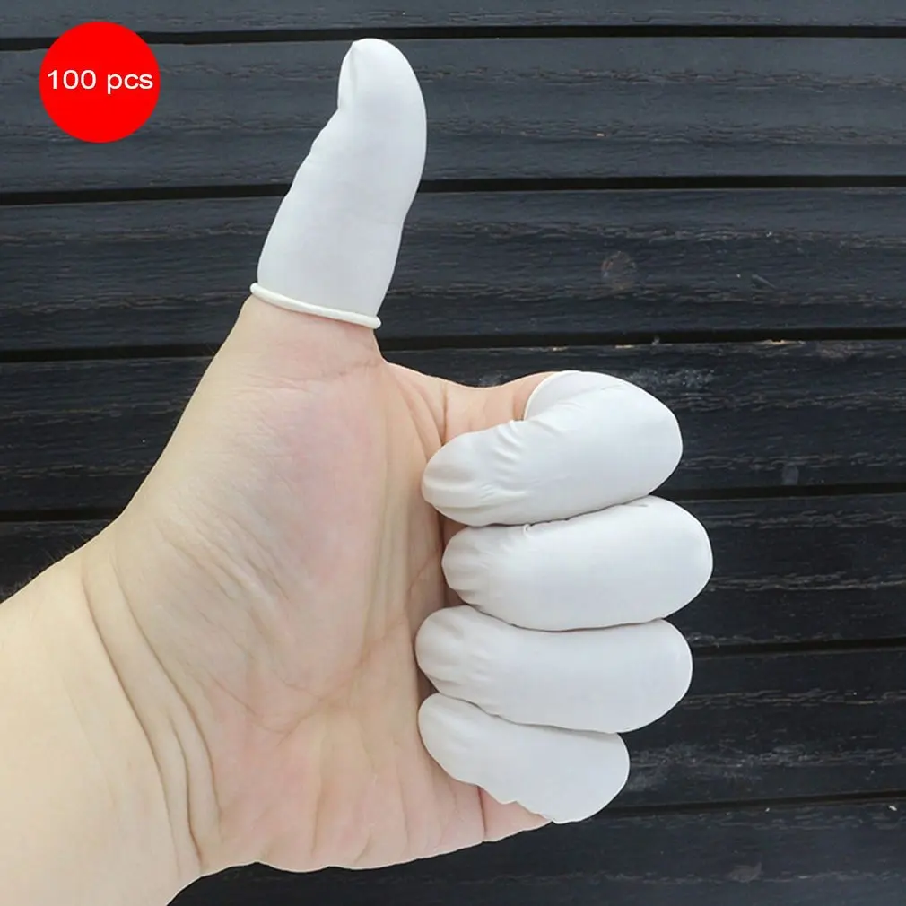 

100PCS/SET Durable Natural Latex Anti-Static Finger Cots Practical Design Disposable Makeup Eyebrow Extension Gloves Tools
