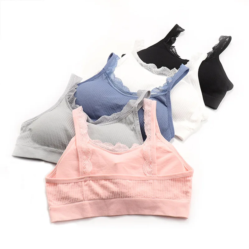 Бесшовный кружевной бюстгальтер для женщин Красивый хлопковый трикотажный без