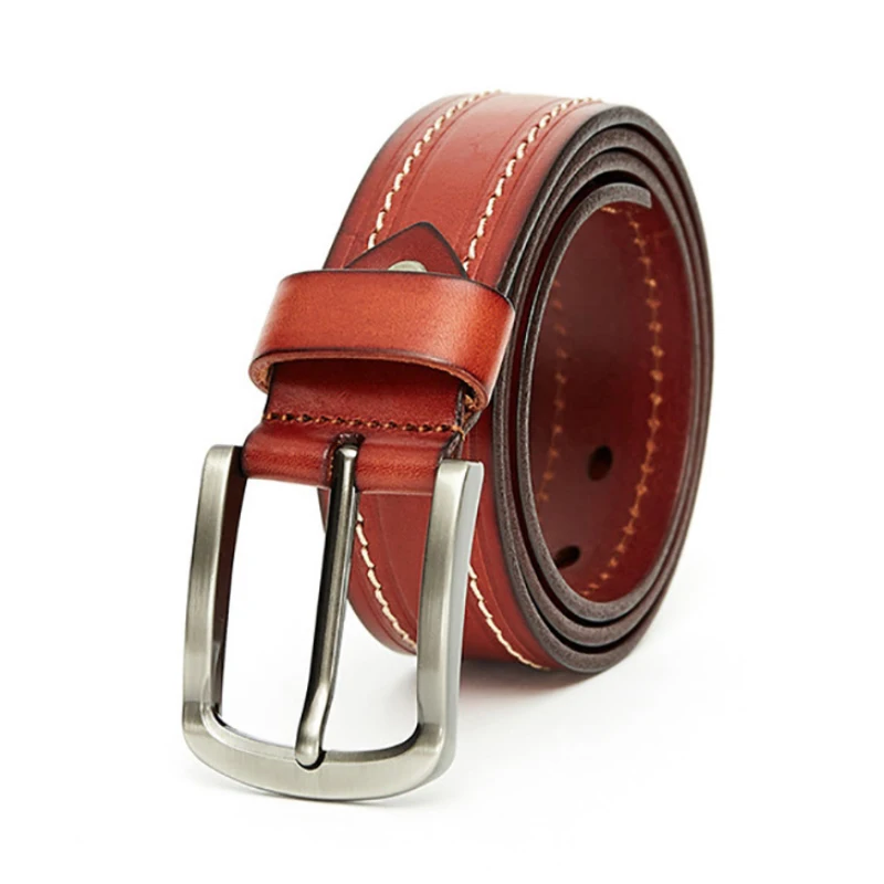 Men Belt Vegetable Leather Waist Belt Men Vintage Cummerbund Top Layer Leather Casual High Quality Belt