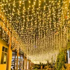 Рождественская гирлянда-занавеска s светильник ильник Водопад, уличное украшение, 5 м, свисающая на 0,4-0,6 м сказочная светодиодная гирлянда для сада вечерние вечеринки, праздника