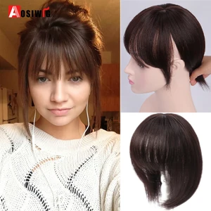 AOSIWIG черные коричневые челки на зажиме спереди, невидимые бесшовные шиньоны для женщин, синтетические челки на зажиме для наращивания