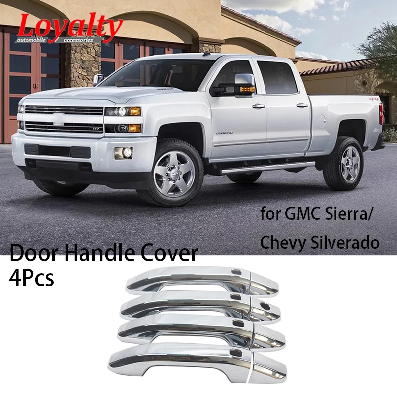 Loyalty for GMC Sierra / Chevy Silverado 2014-2021 Door Handle Cover Trim Decoration ABS Silver Car Styling Accessories