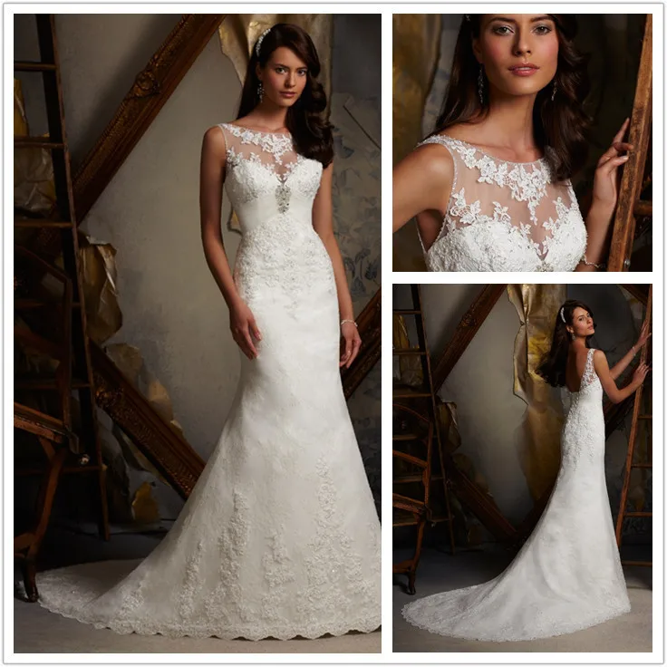 

New Design backless Elegant Sheath High Beaded White/Ivory lace appliques bridal gown 2018 Wedding Dresses VESTIDO DE NOIVA