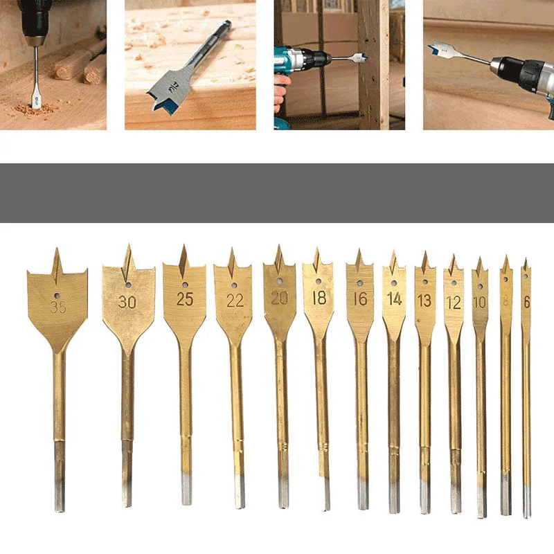 Набор Плоских сверл для деревообработки 6 шт. 8 13 титановое покрытие