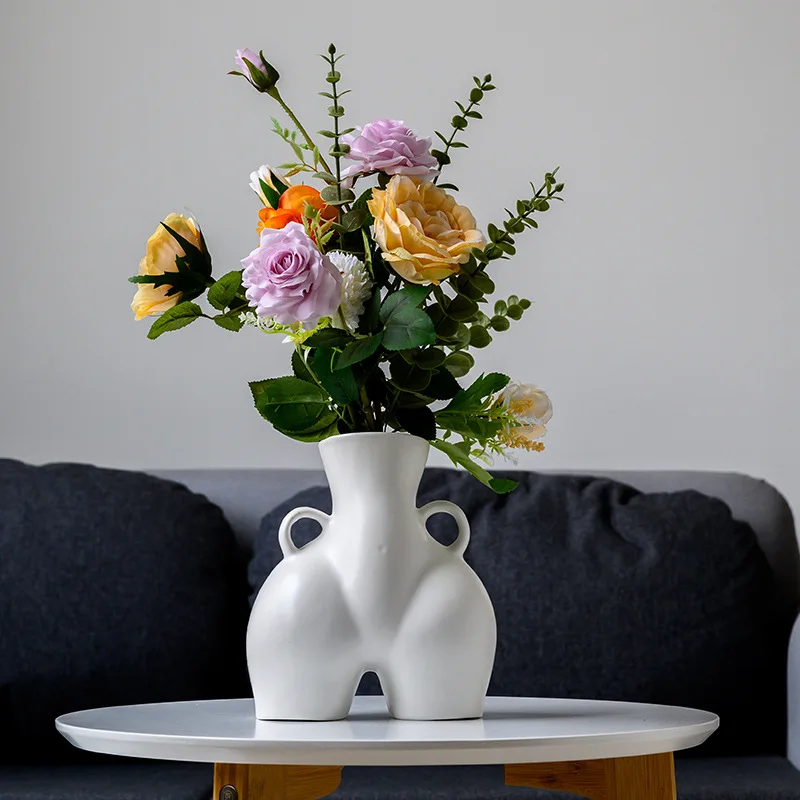 

Light luxury Dehua Ceramic Vase home decoration decoration Hotel handicraft art female body