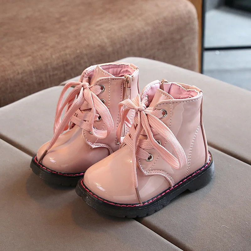 JUSTSL Autumn Winter Children's Martin Boots Girls Boys Short Boots Baby Kids Plus Velvet Waterproof Cotton Shoes
