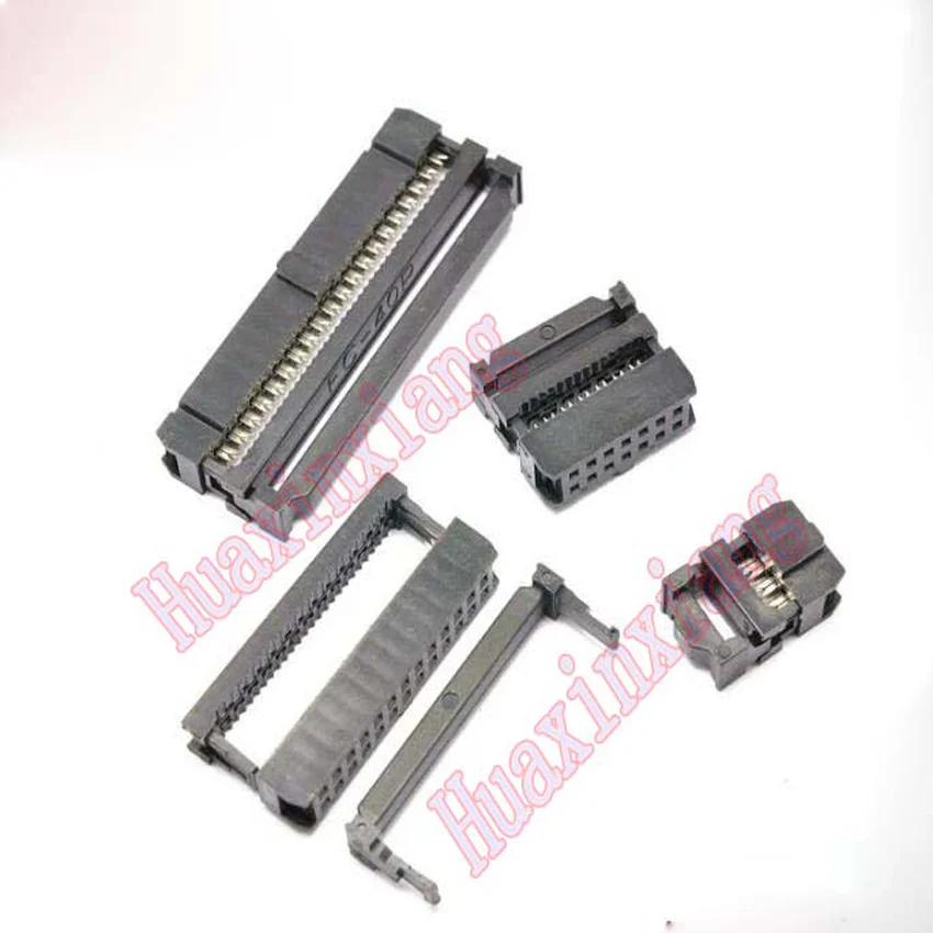 

50Sets/Lot FC series Dual Row 2.54mm IDC Socket Female Header connector FC-20P FC-24P FC-26P FC-30P FC-34P FC-40P FC-50P