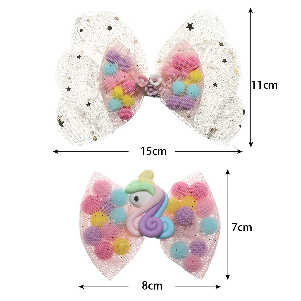 Новинка Детский Стиль бант Радуга облако сетка заколка для волос девочек детские