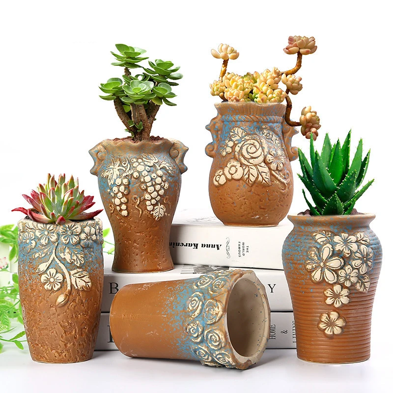 

Korean Ins Vintage Painted Succulent Ceramic Flower Pot Fairy Fresh Gardening Supplies Green Planting Home Balcony Garden