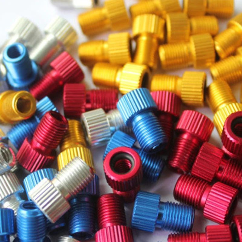 

50pcs Bicycle Air Nozzle Aluminum Alloy Bike Air Valve Adaptor Adapters Wheels Gas Nozzle Tube Tool To Schrader Equipment