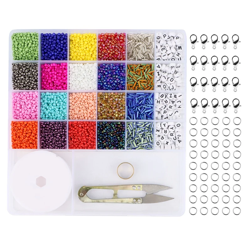 

Craft Set, Jewelry Making Bracelet Beads, Acrylic Letter Beads, Elastic Rope and Accessories, DIY Craft Material Kit