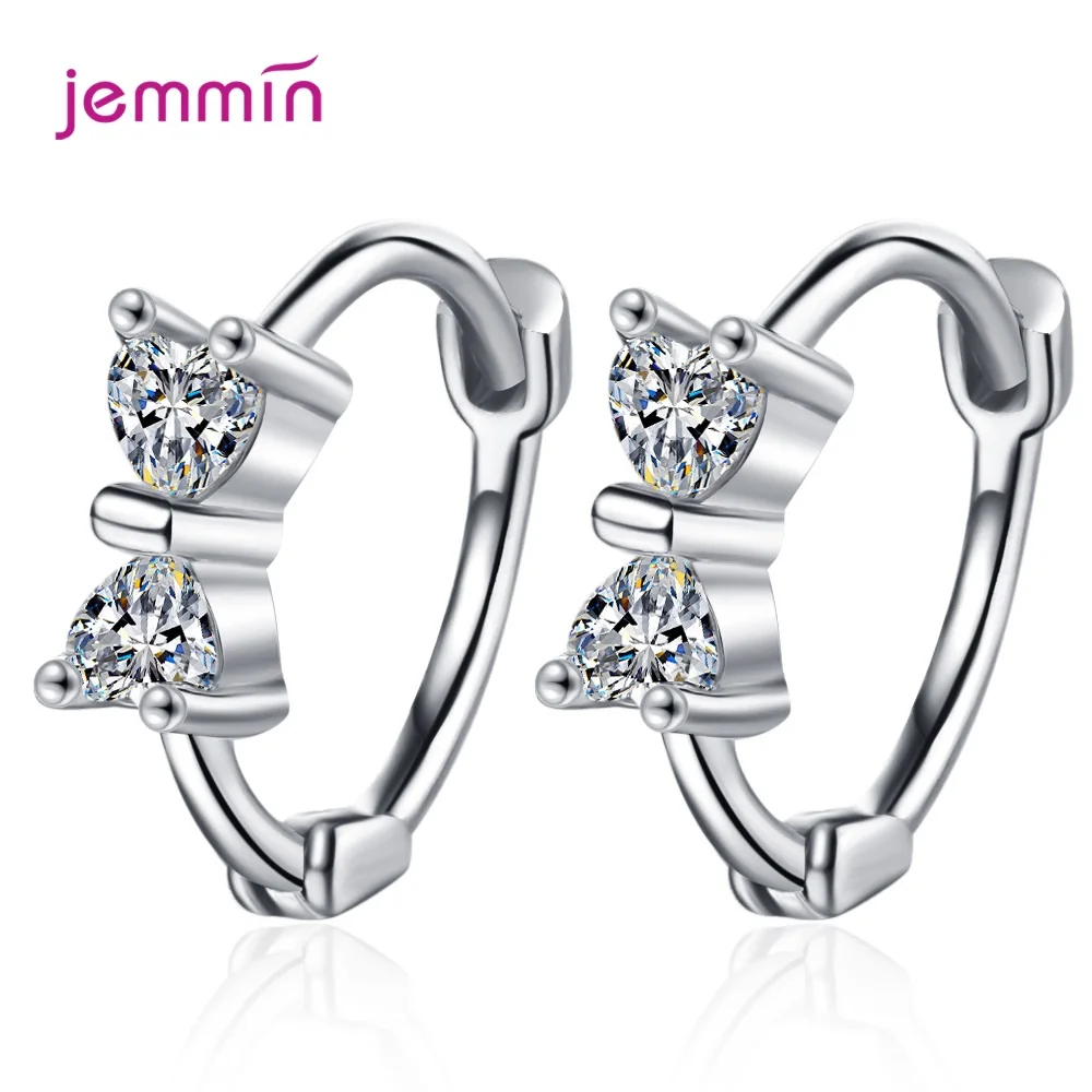 Сияющий циркон бантом круглые серьги модное ювелирное изделие 925 стерлингового