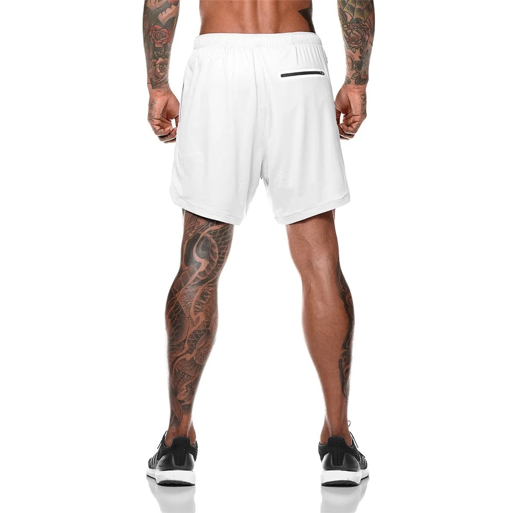 

Men 2 in 1 Running Shorts Jogging Gym Fitness Training Quick Dry Beach Short Pants Male summer Double-deck Shorts with Pockets