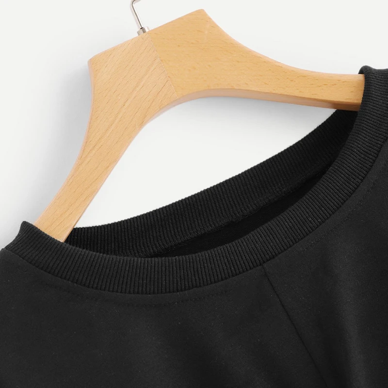 Базовая футболка Женская Повседневная Свободная Однотонная с круглым вырезом и