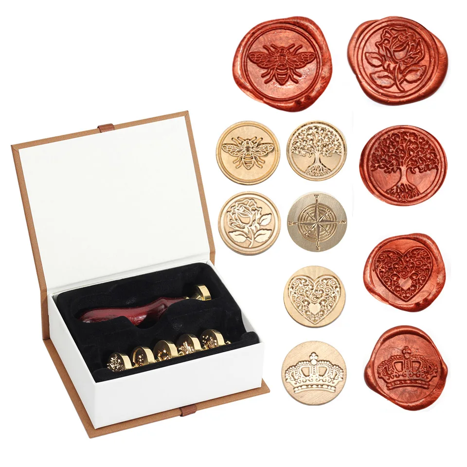 Набор штампов для печати воском 6 шт. штамп ботанического воска латунные головки 1