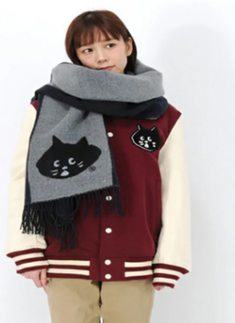 

Популярные женские шарфы японский кашемир как бахрома мультфильм шаль Осень и зима утолщенная теплая шаль
