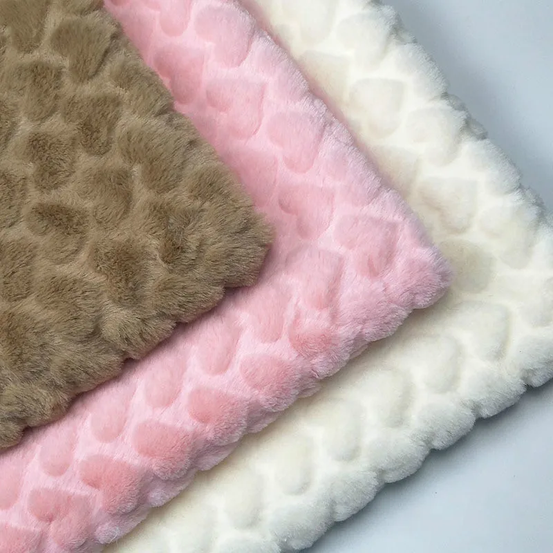 

Embossed Heart imitation rabbit fur fabric diy sewing materials autumn and winter Plush fabric for clothing toys home textile