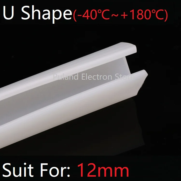 

U Shape Seal Strip 12mm Channel Silicone Rubber Wrap Slid Window Car Door Shower Frameless Glass Edge Weatherstrip Soft Protect
