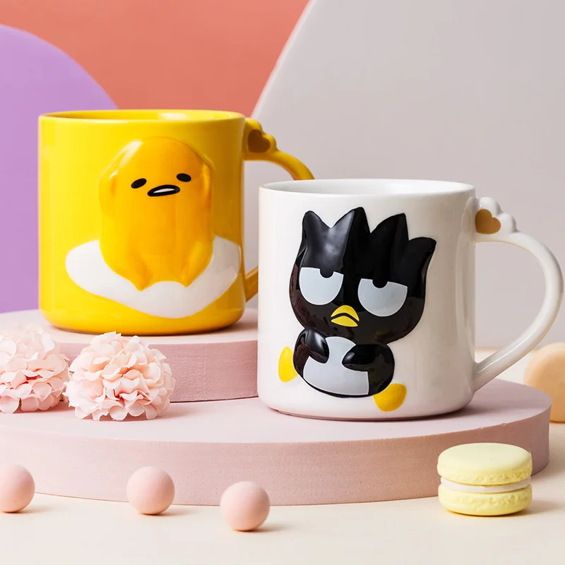8.5cm Kawaii HelloKt Gudetama Cinnamoroll BadBadtz-maru KEROKERO KEROPPI Ceramic Embossed Mug Creative |