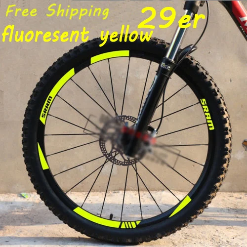 29er Fluo Yellow MTB обода колеса наклейки для горный велосипед замена Светоотражающие Fluo Гонки Велоспорт грязи виниловые обода наклейки - Цвет: 29er Fluo Yellow