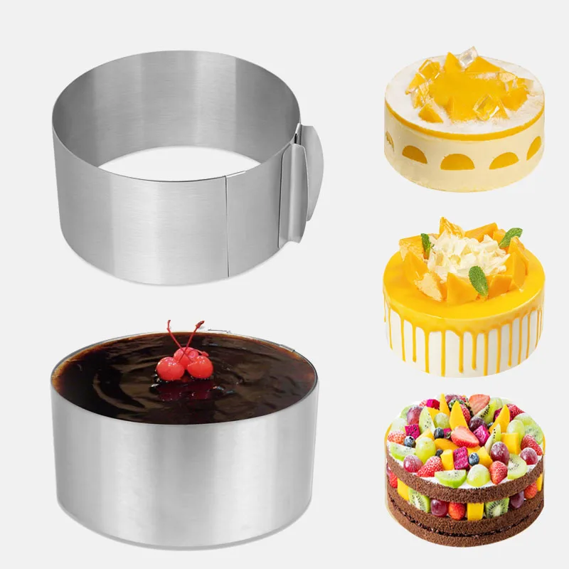 

1Pc 3D Round Cake Molds Stainless Steel Baking Moulds Adjustable Mousse Ring Kitchen Dessert Cake Decorating Tools