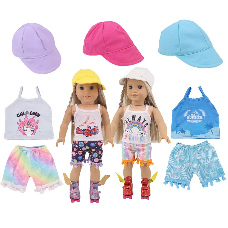 

Various Of Doll Clothes Frash Suspender Shorts Hat For 18Inch Baby &43Cm Girl Doll Born American Dress Up Doll 's Accessories