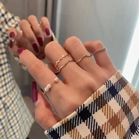 5pcs personality fashion female golden combination packages turn on ring womens personality simple finger ring sweet jewelry