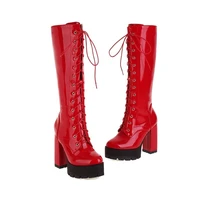 womens autumn and winter recreational pointy high heels thick heel cross strap european and american fashion boots 96 1