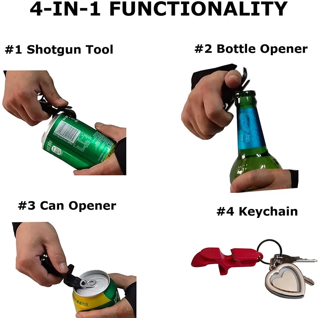 4 In 1 Portable Beer Bottle Opener Can Keychain Shotgun Tool Pocket Aluminum Bar Claw Key Ring Chain | Безопасность и защита