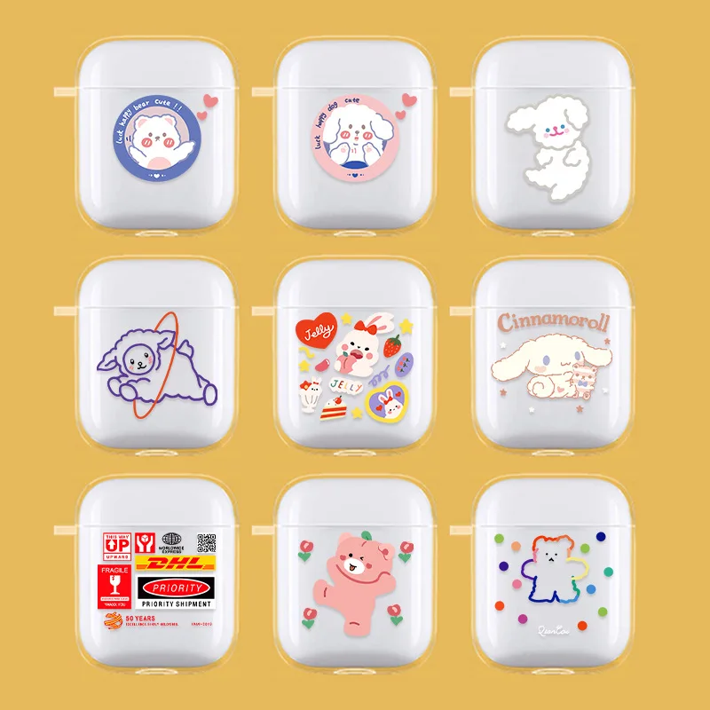 

Cute Case for Airpods 1 2 Airpods Pro Transparent Cover Silicone For Girls Cartoon Smile Bear Pink Japanese