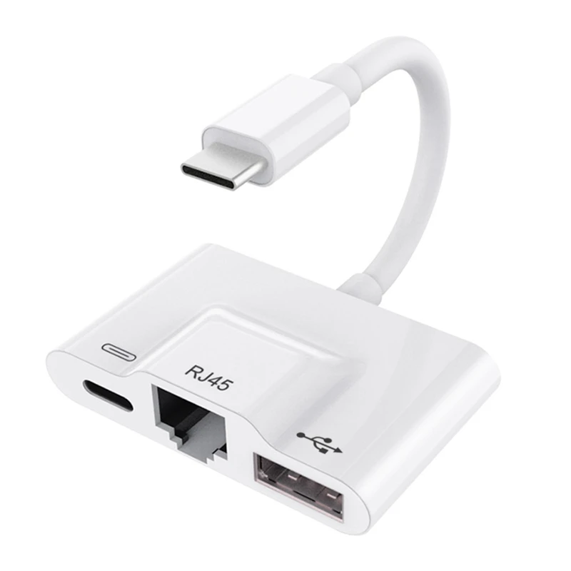 3 в 1 зарядное устройство адаптер для Type-C к Lan 100 Мбит/с Ethernet Rj45 Otg Usb 0 чтения камеры