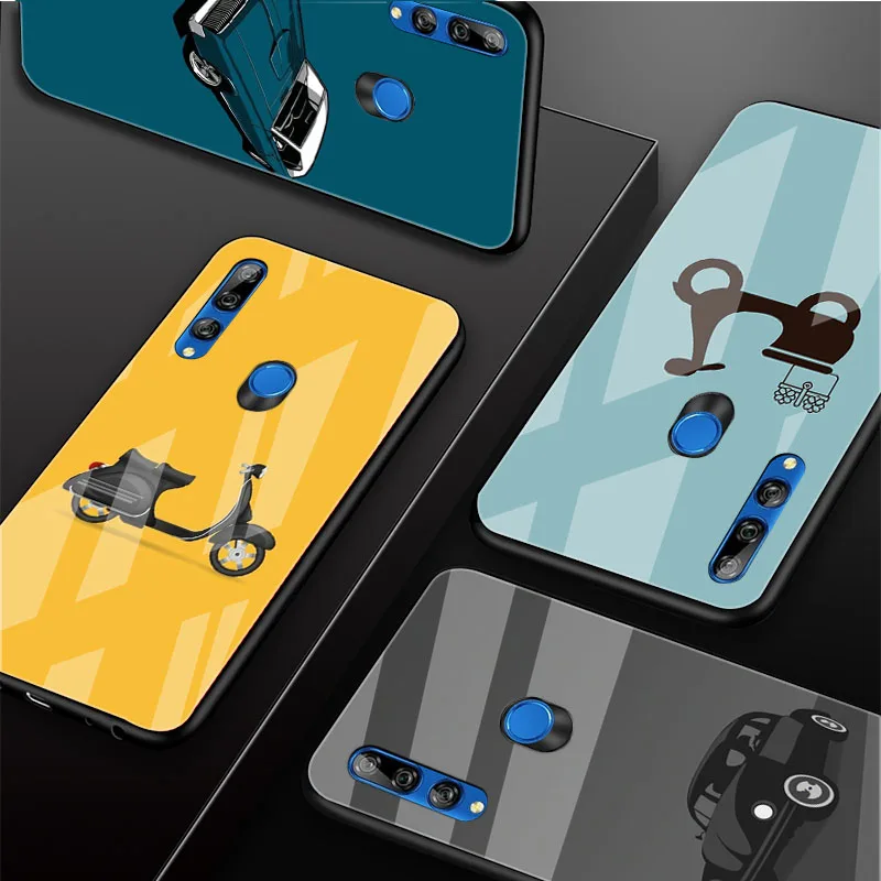 Мультяшный автомобильный чехол из закаленного стекла для телефона Huawei honor 8X 9 10i 20i