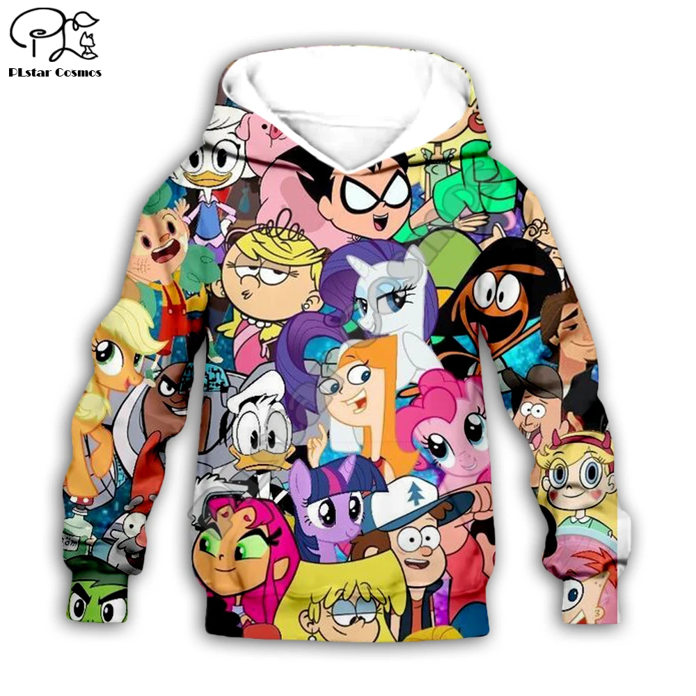 

90s Cartoon Gang Character collage 3d Hoodies Children zipper Long Sleeve Pullover Cartoon Sweatshirt /family -9