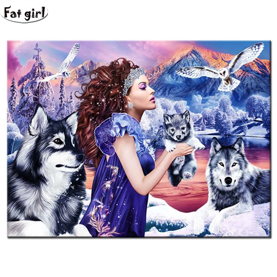 Алмазная 5D Вышивка с квадратными стразами картина сделай сам изображением волка