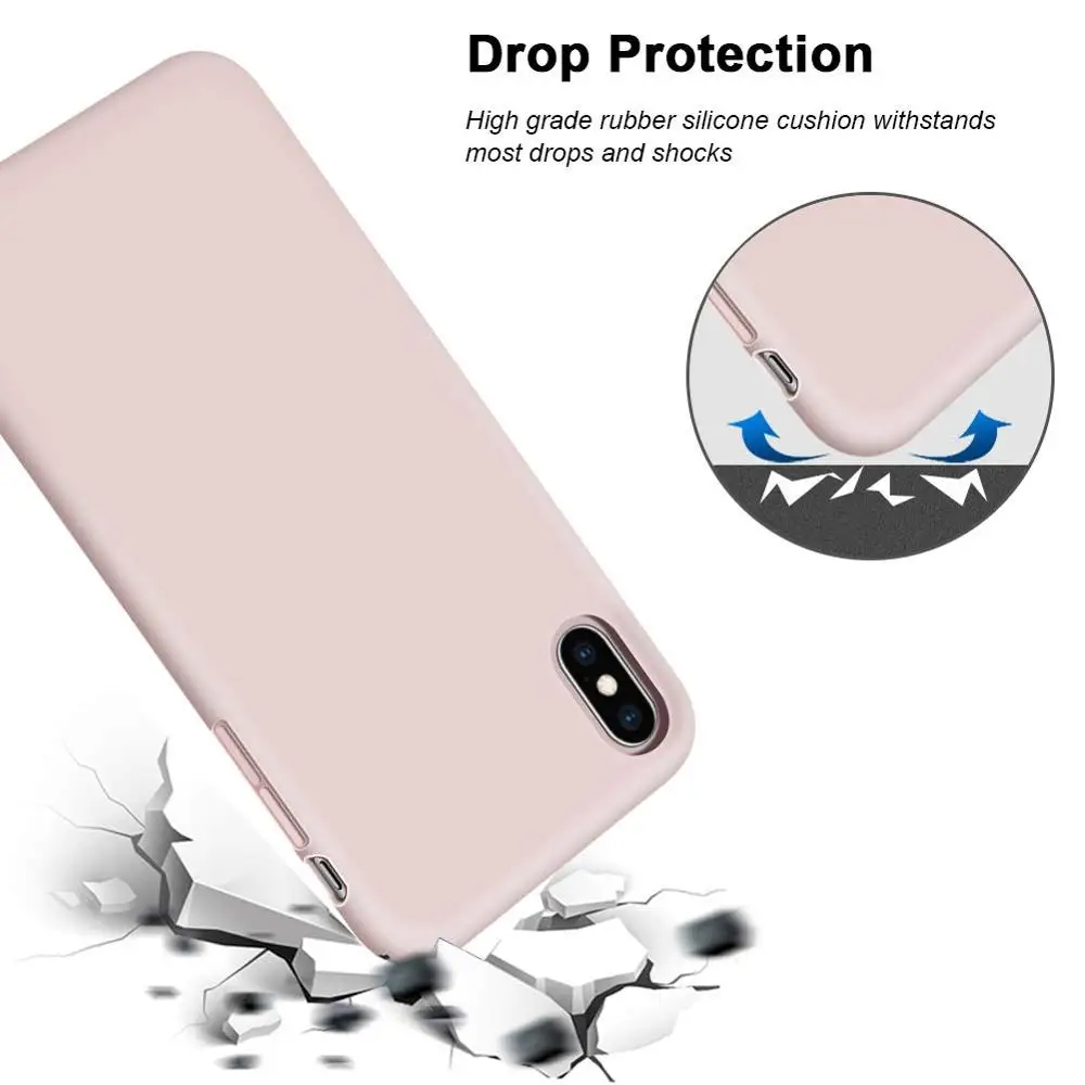 Чехол из жидкого силикона для Apple iPhone X XR Xs Max 8 7 гелевая резина защита всего тела