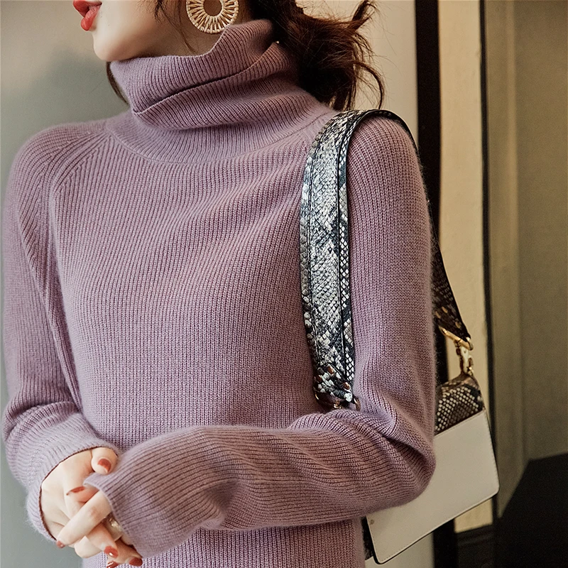 2019 новый осенне-зимний длинный кашемировый свитер Одноцветный тонкий сумка