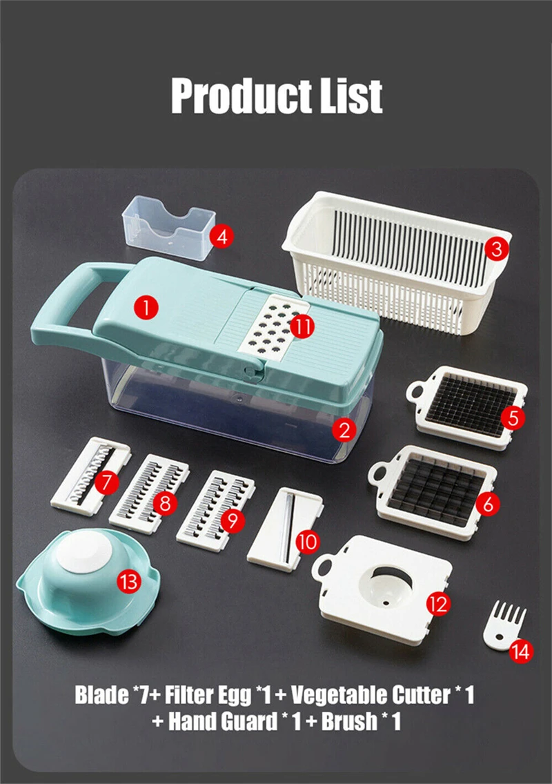 Многофункциональный 7 в 1 кухонный прессованный измельчитель для еды резак