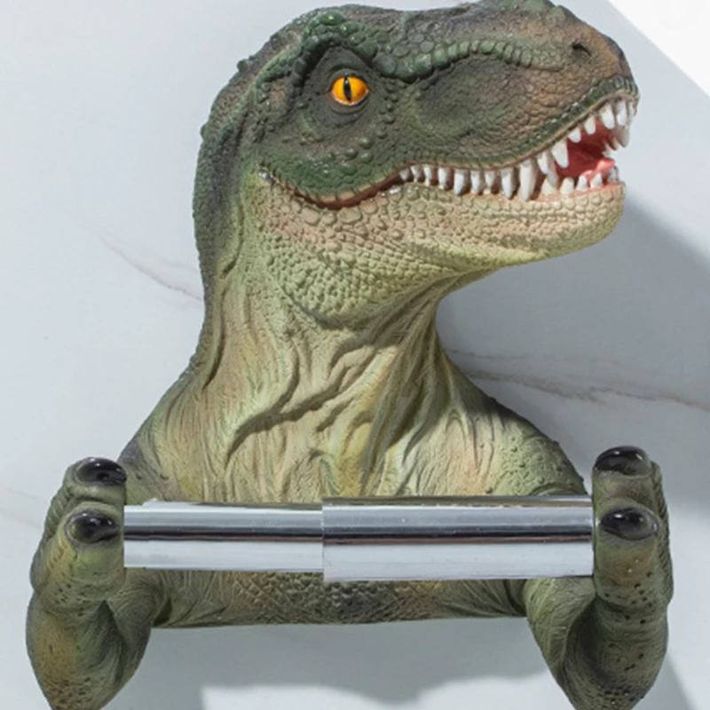

K1KA 3D Dinosaur Roll Paper Holder Wall-mounted Toilet Paper Rack Tyrannosaurus Decor