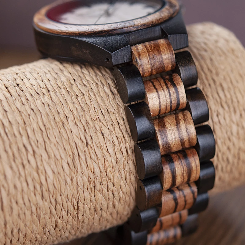 

Couple Watches Wood Relogio Masculino Custom Gift to Him Her Delicate Wristwatch Men Women Timepieces Zebra Wood Strap BOBOBIRD