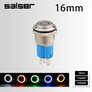 16mm Diy Lamp Momentary Reset / Latching Locking Electrical Power Supply Waterproof 3/5 Pins Metal P