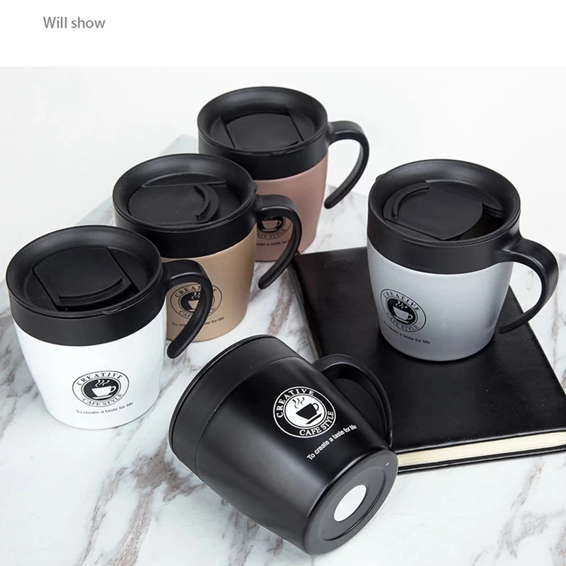 

330ML Handle Coffee Mug Stainless Steel Thermos Cups Vacuum Flask Thermo Water Bottle Adult Bussiness Tea Portable Thermocup