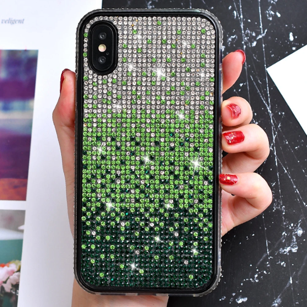 Роскошный Блестящий Алмазный градиентный цветной чехол для Apple iPhone 7 6s 8 Plus X XS 11 pro