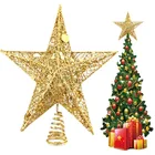 Золотистая Серебристая Рождественская железная елка верхняя звезда Рождественская елка Топпер украшение Рождественская елка украшения Рождественские украшения