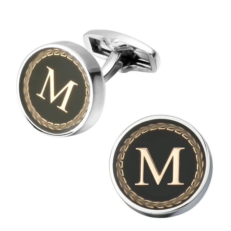 

New Arrival Fashion Letter A D R H M Cufflinks The English alphabet Cuff Links Men Shirt Charm Cufflinks Wholesale Free Shipping